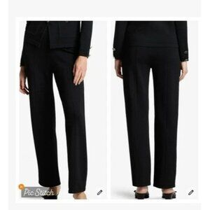 St. John Wide Leg Pant Womens 10 Mid-Rise Stretch Black Knit